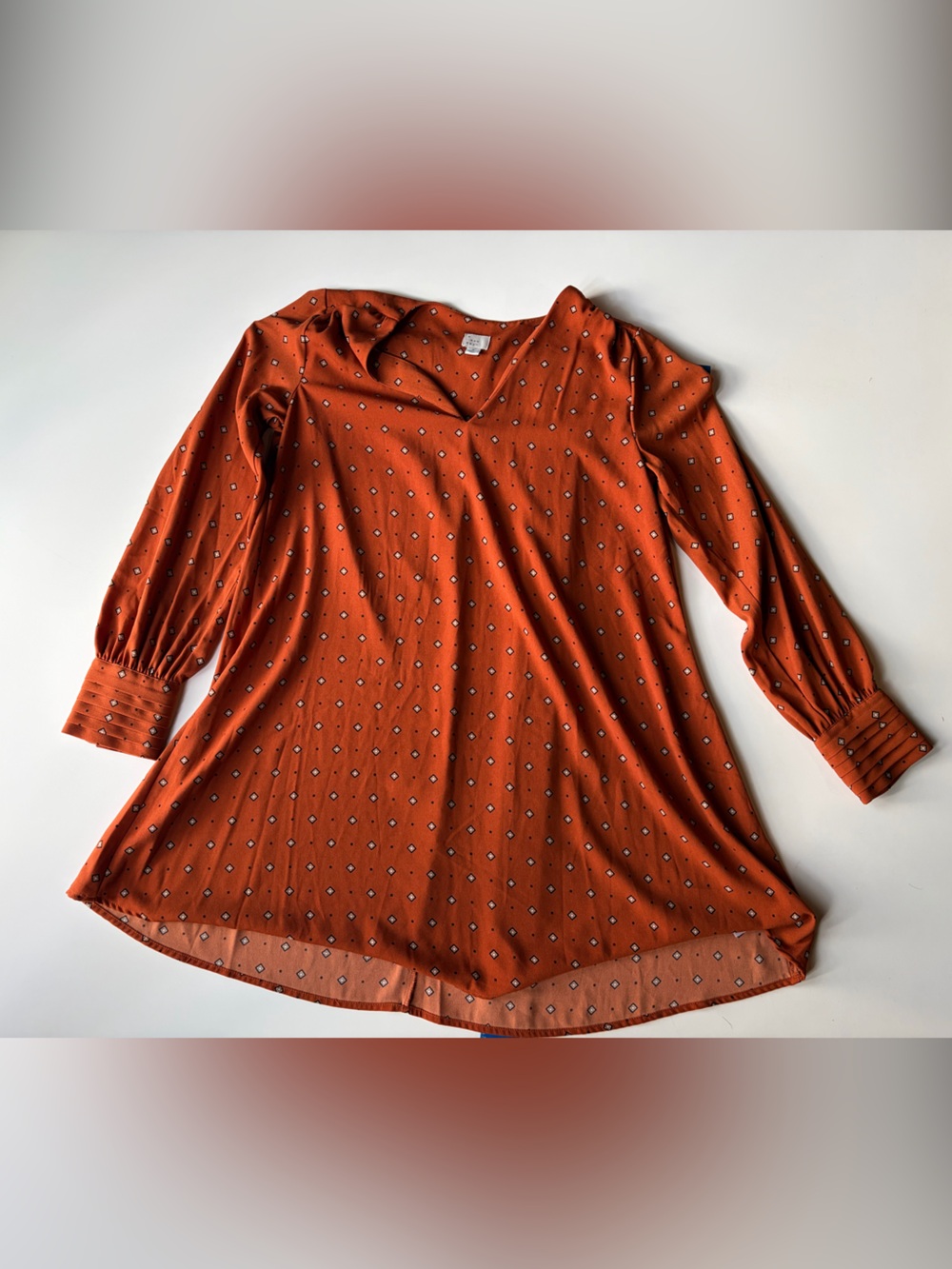 a new day Rust Orange Mini Dress with Subtle Dot Print